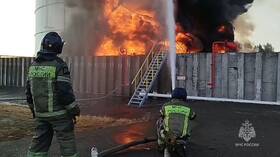 اندلاع حريق في خزان للمنتجات البترولية في روستوف نجم عن هجوم أوكراني (فيديو)