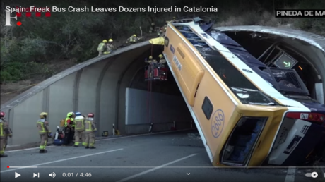 إسبانيا.. إصابات في حادث انقلاب حافلة ركاب في برشلونة