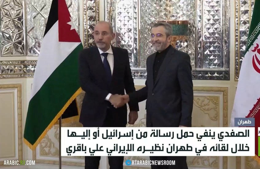 الصفدي ينفي حمل رسالة من إسرائيل أو إليها خلال لقائه في طهران نظيره الإيراني علي باقري