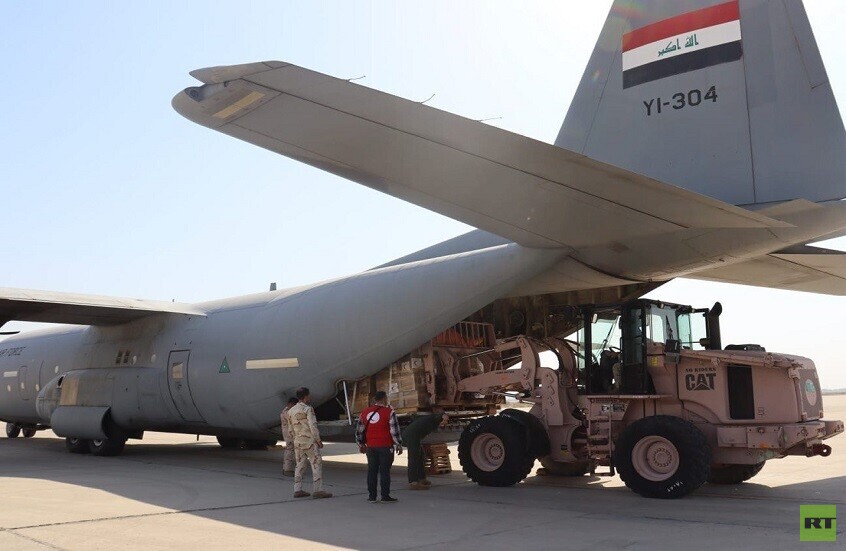 الهلال الأحمر العراقي يرسل شحنة من المساعدات الطبية والأدوية إلى لبنان جوا