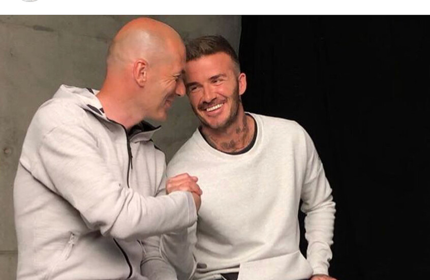 زيدان وبيكهام يجتمعان للترويج لحذاء (صور)