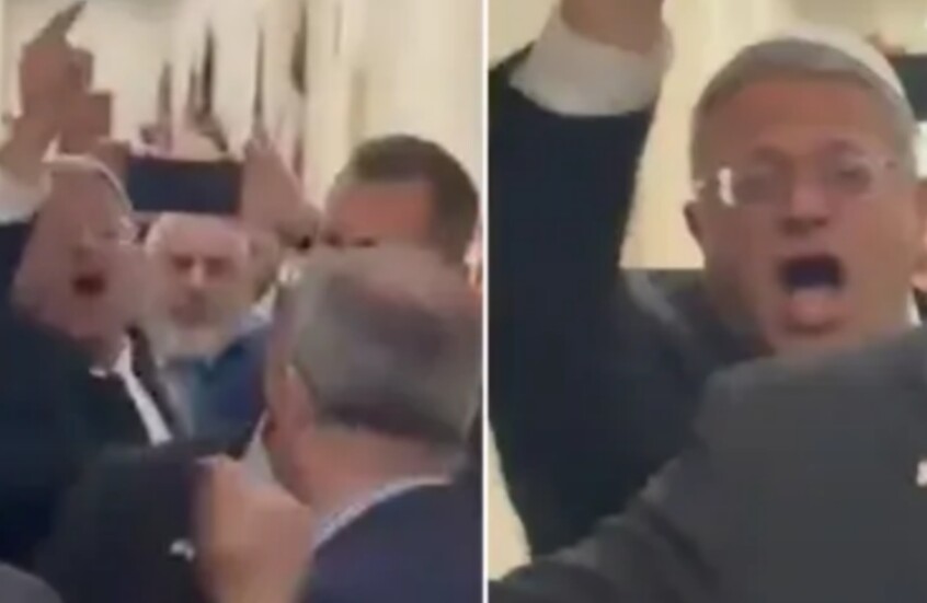 محتجون يصرخون في وجه الوزير الإسرائيلي بن غفير داخل مبنى الكونغرس