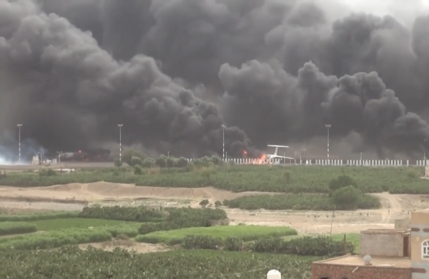 طائرات مشتعلة.. حجم الدمار في مطار صنعاء الدولي عقب قصف إسرائيلي