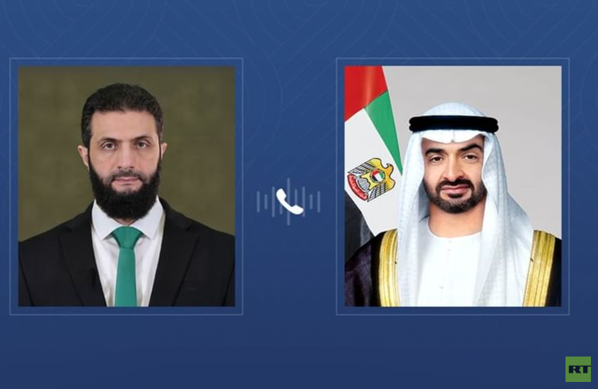 اتصال هاتفي بين الرئيس الإماراتي الشيخ محمد بن زايد ونظيره السوري أحمد الشرع