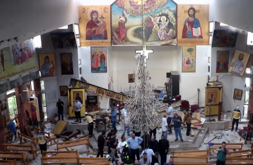 مشاهد جديدة من كنيسة "مار إلياس" في سوريا إثر تعرضها لهجوم إرهابي