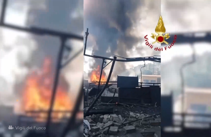 مشاهد من موقع انفجار بمحطة للوقود شرقي روما