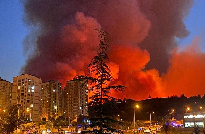 حرائق الغابات تهدد مناطق سكنية في محافظة بورصة التركية (فيديوهات)