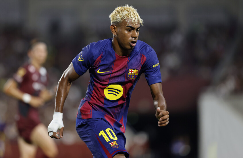 شاهد.. أول أهداف لامين جمال بالرقم 10 مع برشلونة