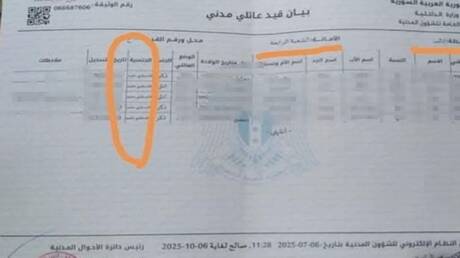 سوريا.. تغيير مفاجئ في الوثائق الرسمية: "مقيم أجنبي" بدلًا من "فلسطيني-سوري"! - عاجل 