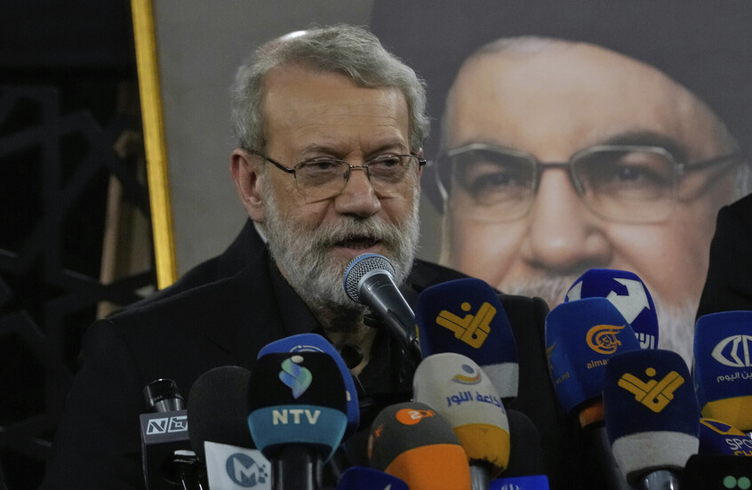 علي لاريجاني من مرقد نصر الله: طهران ستقف إلى جانب حزب الله دائما وأبدا (فيديو)