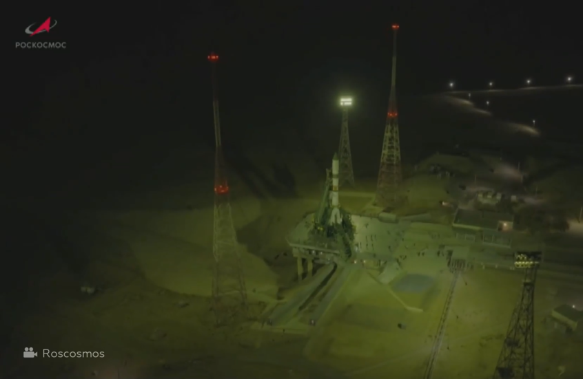 إطلاق الصاروخ الروسي"سويوز 2.1 أ"  من قاعدة بايكونور الفضائية