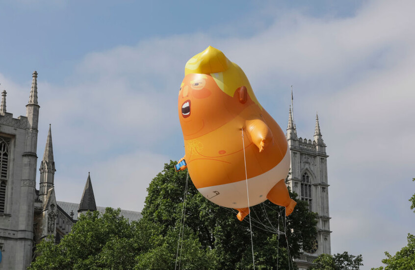 "لم يعد مضحكا".. منطاد "ترامب بيبي" يغيب عن سماء لندن