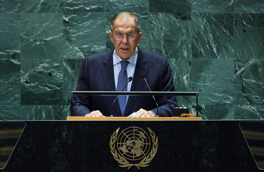 لافروف يلقي خطابا أمام الجمعية العامة للأمم المتحدة في 27 سبتمبر
