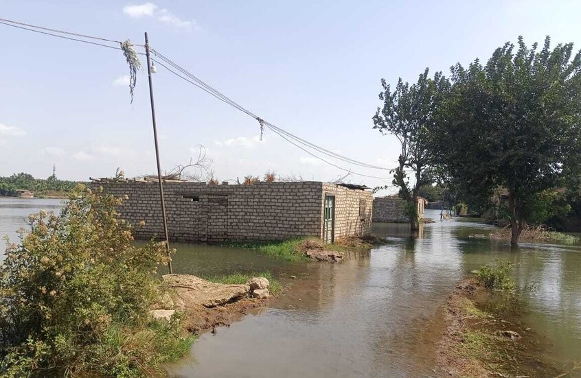 مصريون يهربون من منازلهم بالمراكب (فيديو)