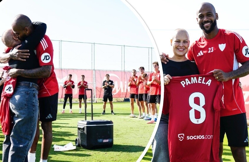 أفضل فوز في الموسم.. لاعبو إشبيلية يحتفلون بانتصار زوجة زميلهم على المرض (فيديو)