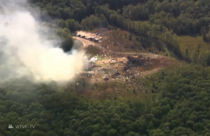 مشاهد جوية لمصنع عسكري أمريكي دمره انفجار قوي