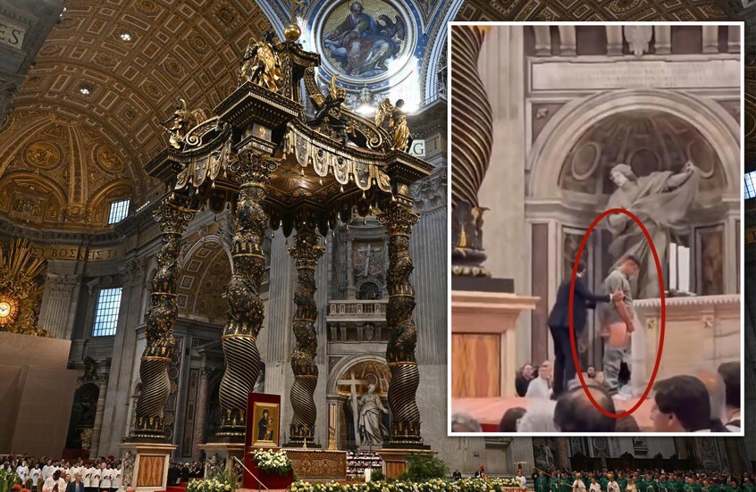 رجل يثير الفوضى في الفاتيكان ويتبول على مذبح القديس بطرس (صور)
