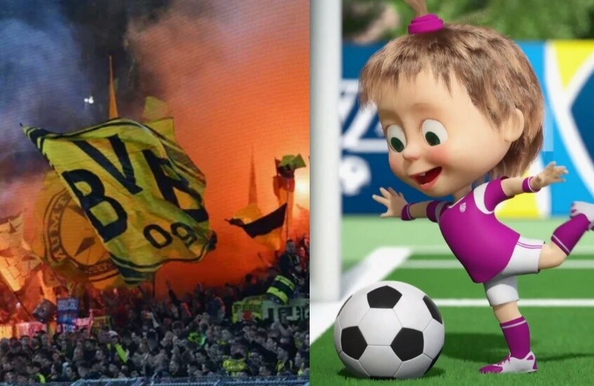 "ماشا والدب" تورط بوروسيا دورتموند في أزمة مع جمهور أوكرانيا