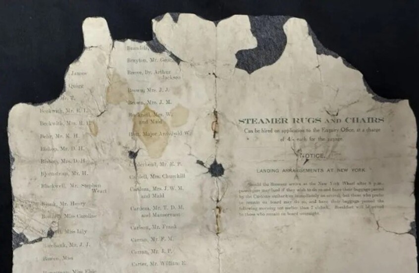 بيع أرشيف نادر لضحايا تايتانيك في مزاد يتوقع أن يتجاوز 100 ألف دولار