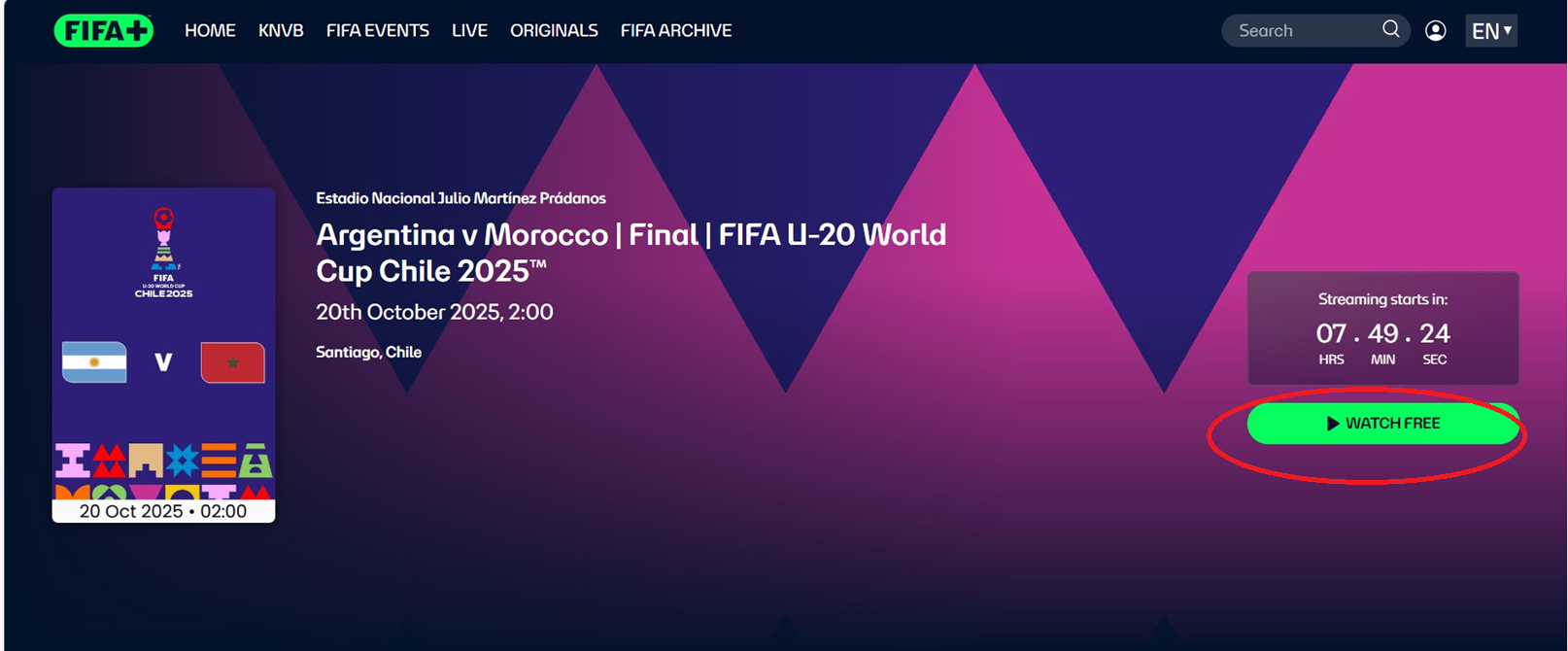 الفيفا يهدي جماهيره بثا مجانيا.. يمكنك مشاهدة نهائي كأس العالم للشباب بين المغرب والأرجنتين مباشرة الفيفا يهدي جماهيره بثا مجانيا.. يمكنك مشاهدة نهائي كأس العالم للشباب بين المغرب والأرجنتين مباشرة