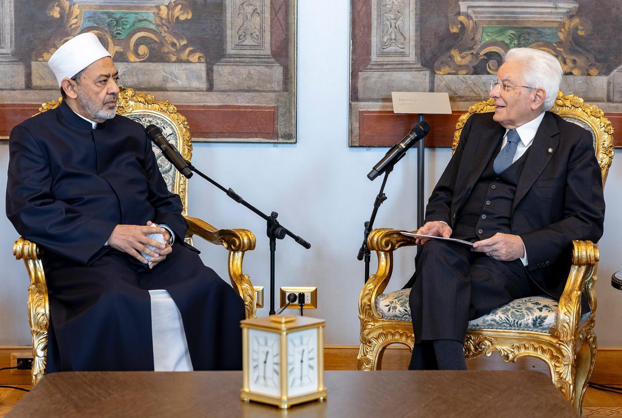 شيخ الأزهر يطالب الرئيس الإيطالي بالاعتراف بدولة فلسطين