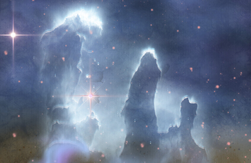 لقاء نادر لمذنب أخضر يعبر أمام "أعمدة الخلق" في صورة مذهلة