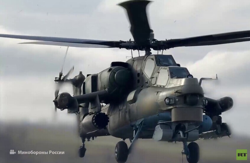 مروحية "Mi-28NM" روسية تستهدف مواقع أوكرانية