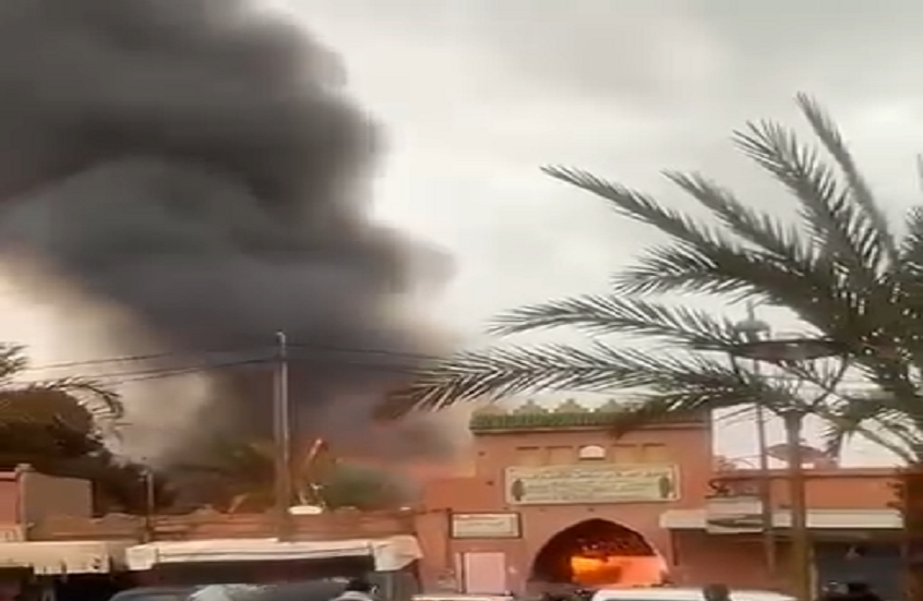 المغرب.. حريق مهول في سوق التمور بمدينة أرفود (صور + فيديو)
