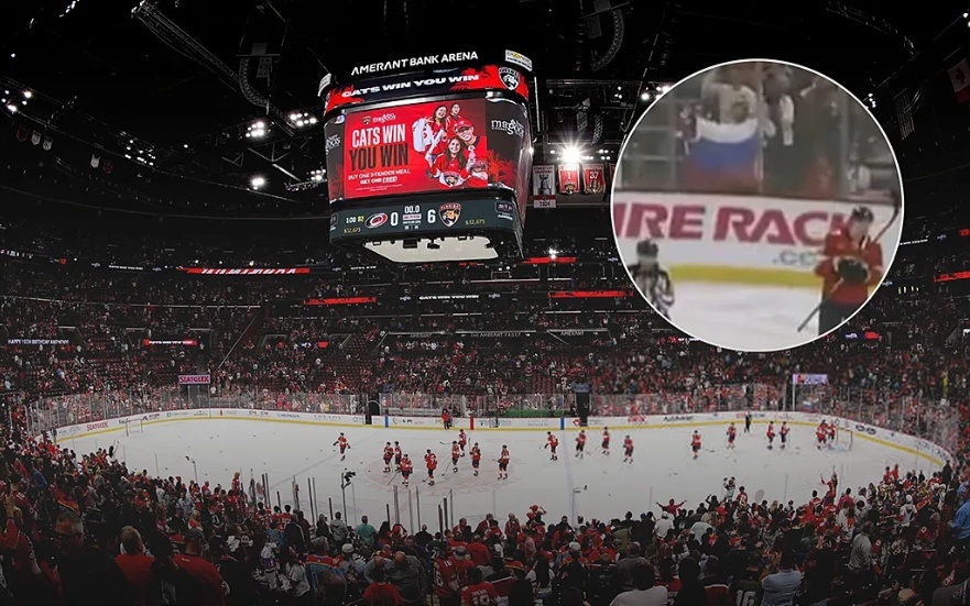 رفع العلم الروسي في مباراة بدوري الهوكي الأمريكي