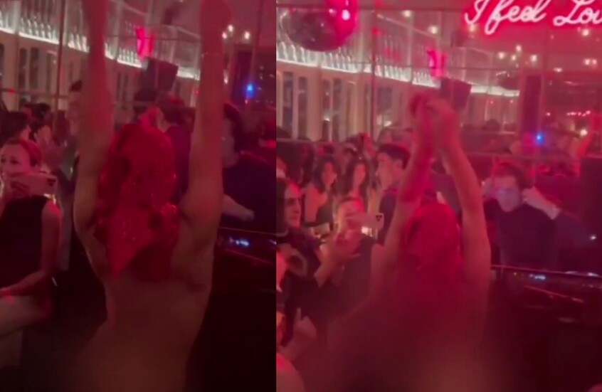 فضيحة تهز لبنان.. امرأة تخلع ملابسها داخل مطعم في ليلة رأس السنة وترقص عارية! (فيديو)