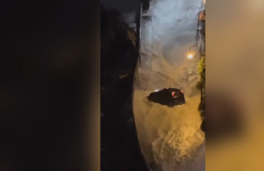 شاهد.. عاصفة عنيفة تجتاح كالابريا الإيطالية وتفاجئ سائقي السيارات