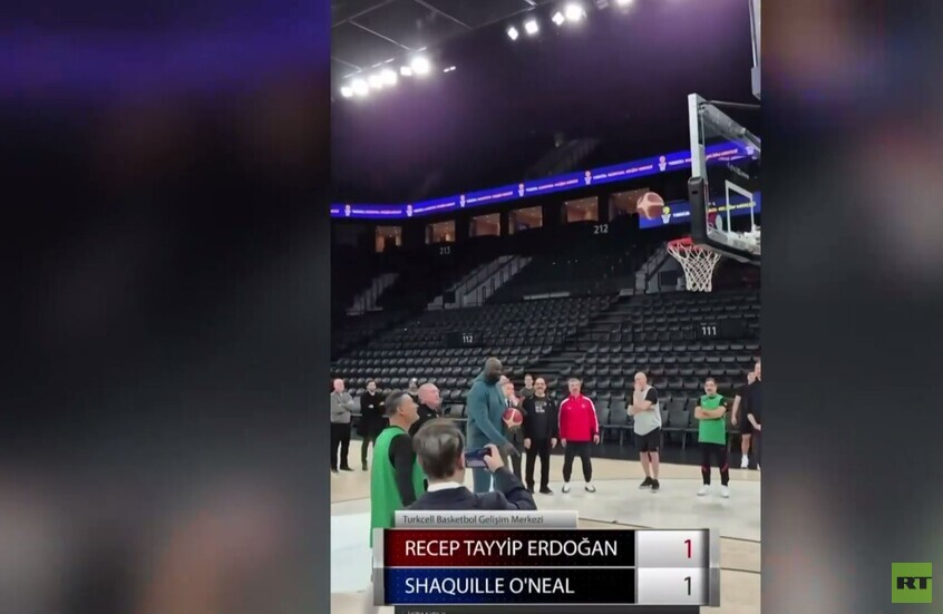 إسطنبول.. أردوغان يتحدى أسطورة كرة السلة شاكيل أونيل