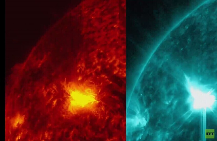 توهج شمسي من الفئة X عالي الشدة على سطح الشمس