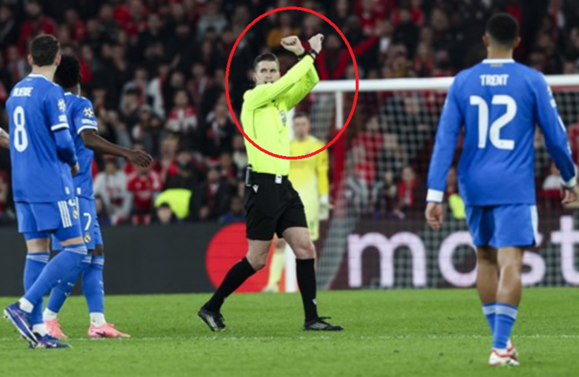 "إشارة إكس".. ماذا تعني حركة الحكم ليتيكسير بذراعيه قبل إيقاف مباراة ريال مدريد وبنفيكا؟