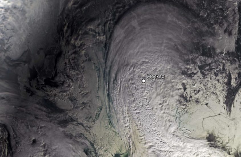 روسيا ترصد إعصار "فالي" الثلجي من الفضاء