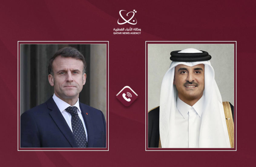 أمير قطر يتلقى اتصالا هاتفيا من الرئيس الفرنسي