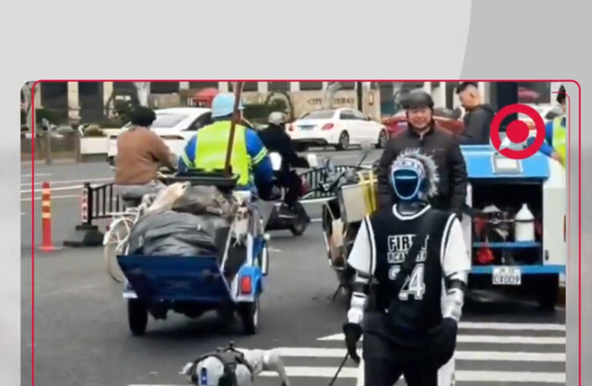 روبوت يصطحب كلبا آليا في نزهة عامة