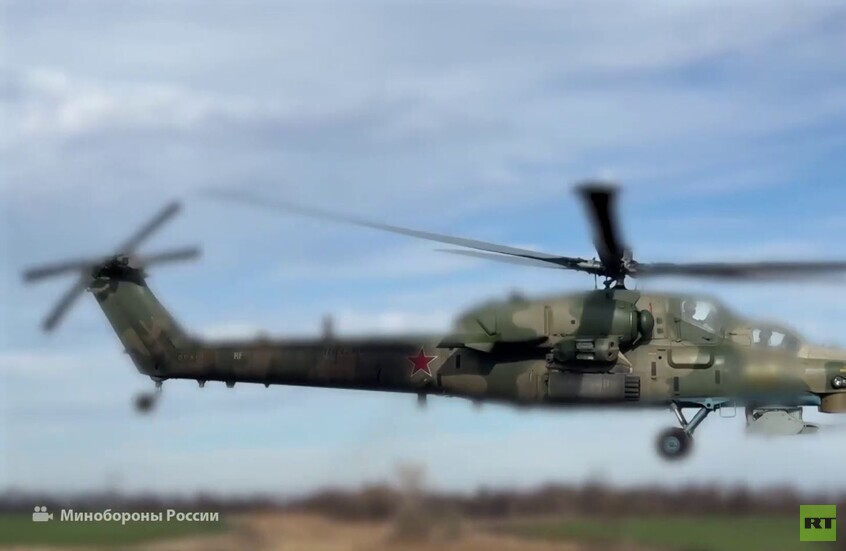 مروحية "Mi-28NM" روسية تدمر مواقع أوكرانية