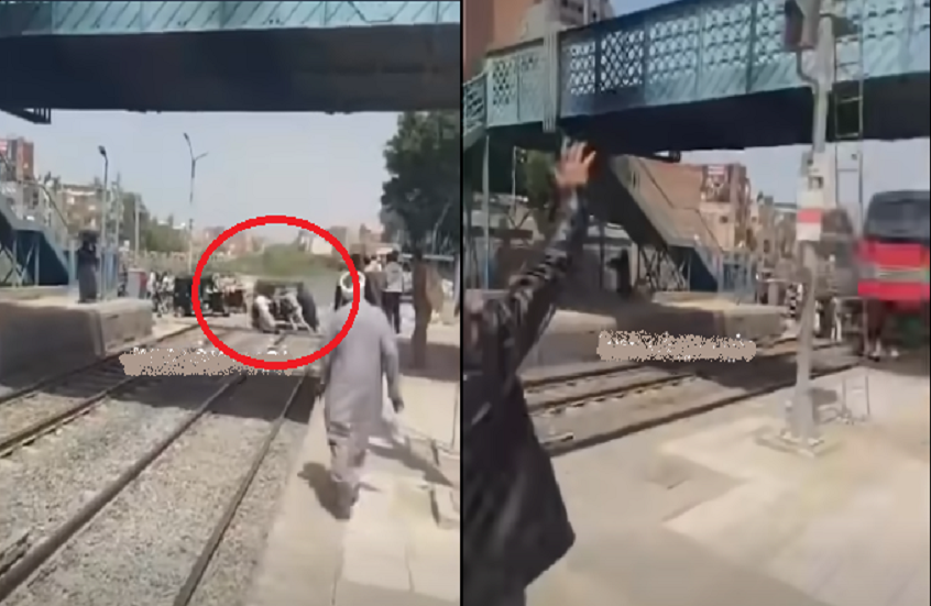 فيديو مروع.. إنقاذ في اللحظة الأخيرة قبل كارثة محققة بمحطة قطارات مصرية