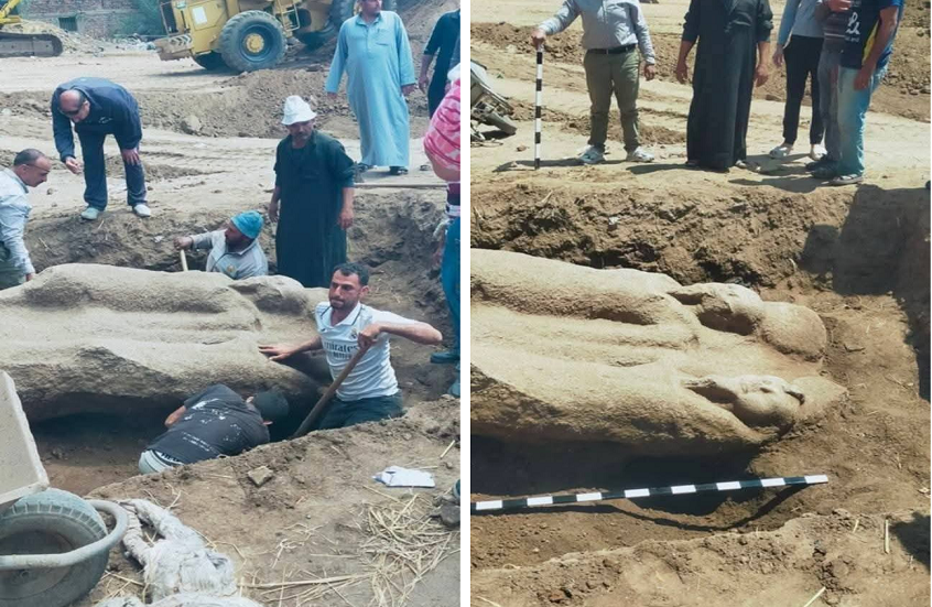 مصر.. العثور على تمثال أثري ضخم في "تل فرعون" (صور وفيديو)