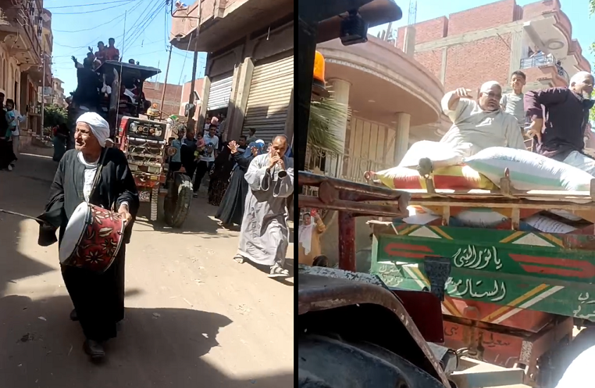 طبل ومزمار في استقبال شحنة قمح بقرية مصرية بعد مطاردة مثيرة.. ما القصة؟