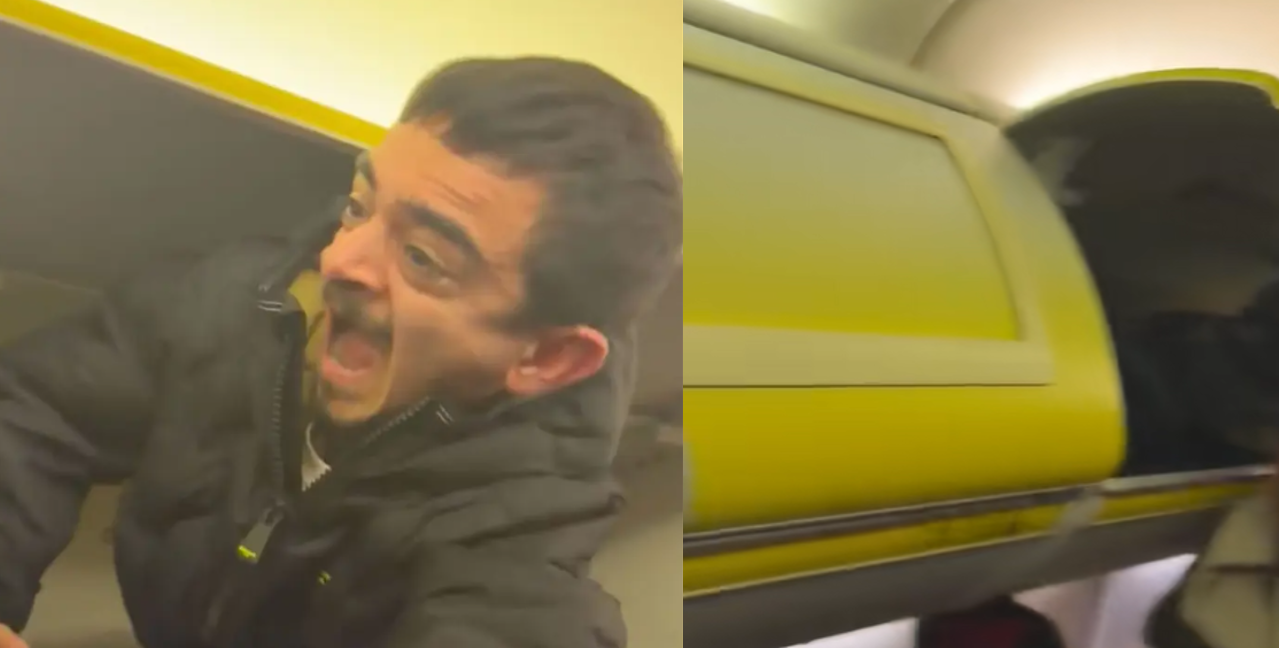 بالفيديو.. راكب يختبئ في خزانة الأمتعة على متن طائرة ويثير الجدل