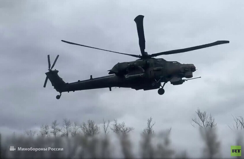 مشاهد لمروحية "Mi-28NM" الهجومية في مهمة قتالية
