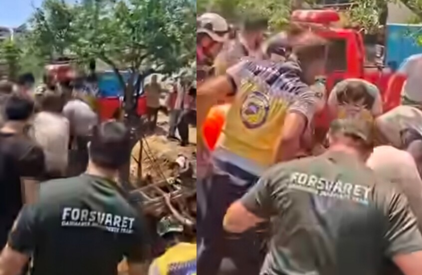 الدفاع المدني السوري ينقذ رجلا وابنه سقطا في بئر عميق بريف اللاذقية (فيديو)