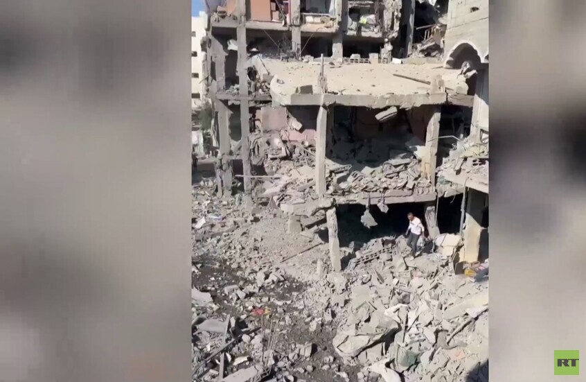 قطاع غزة.. آثار القصف الإسرائيلي على منطقة سكنية في المغازي