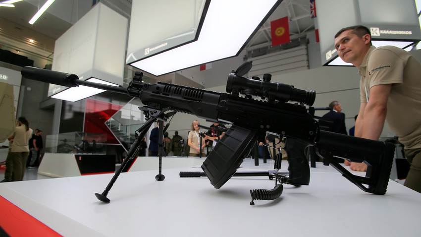The Kalashnikov RPK-16 light machine gun is presented at the Army 2017 International Military-Technical Forum, Moscow Region.