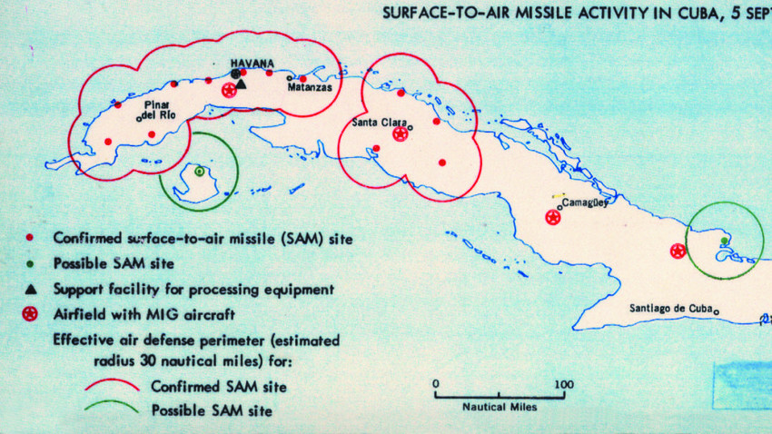Karta položajev sovjetskih raket na Kubi (1962)