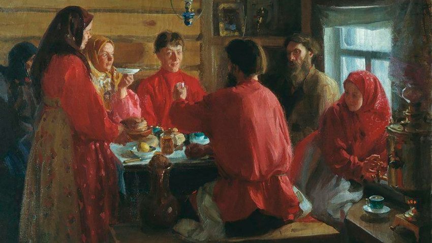 En la casa campesina, obra de I. Kúlikov