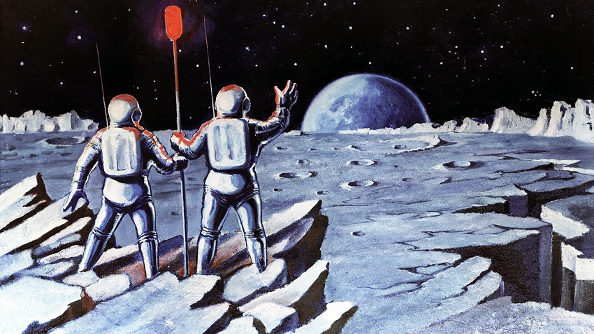 "Humanos en la Luna", obra de Alexéi Leónov
