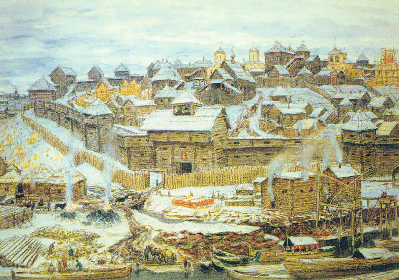 Il Cremlino di Mosca dipinto da Apollinarij Vasnetsov, acquerello, 1921